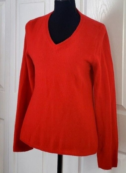 Peck & Peck Women's 100% 2 Ply Cashmere Sweater Size Medium Red Long Sleeve EUC - Picture 1 of 6